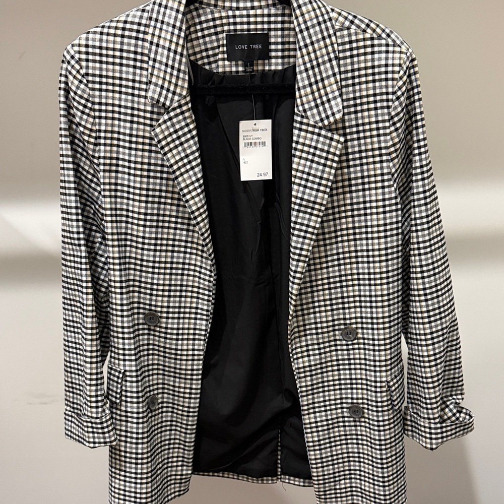 Love Tree Women's Checkered Blazer